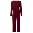 thumbnail image 4 of Ketyyh-chn99 Ensemble de Pyjama de Maternité Hauts de Grossesse Femmes Maternité Manches Longues Allaitement Bébé T-Shirt Hauts+pantalons Ensemble de Pyjamas Costume Rouge,2TG, 4 of 5