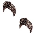 thumbnail image 3 of Guardurnaity Paquete de 1 turbante con diseño de flores, elegante, ligero, para la cabeza, para la cabeza, para mujer, con estampado de leopardo Estampado de leopardo 2piezas, 3 of 6