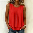 thumbnail image 5 of yillto Women Plus Size Dressy Tank Sleeveless Office Tops Casual Business Work Crewneck Pleated Shirts, 5 of 7