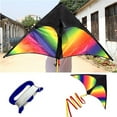 thumbnail image 4 of Large Beach Kite for Adults | Easy Fly Multicolor Polyester Kites with Long Tails | Durable Glass Steel Frame | Outdoor Fun | 59x30 in | 1 Pack, 4 of 9