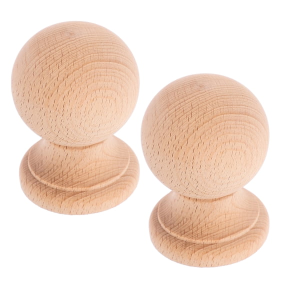 EXHUMKY 2-Pack Beige Wood Finial Dowels for Furniture Decoration, Bed Posts, Staircase Rails, Fence Toppers, Home Pieces