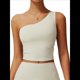 thumbnail image 1 of Camisetas Sin Mangas con un Solo Hombro para Mujer, Corte Entallado, Estilo Y2K Albaricoque XL, 1 of 10