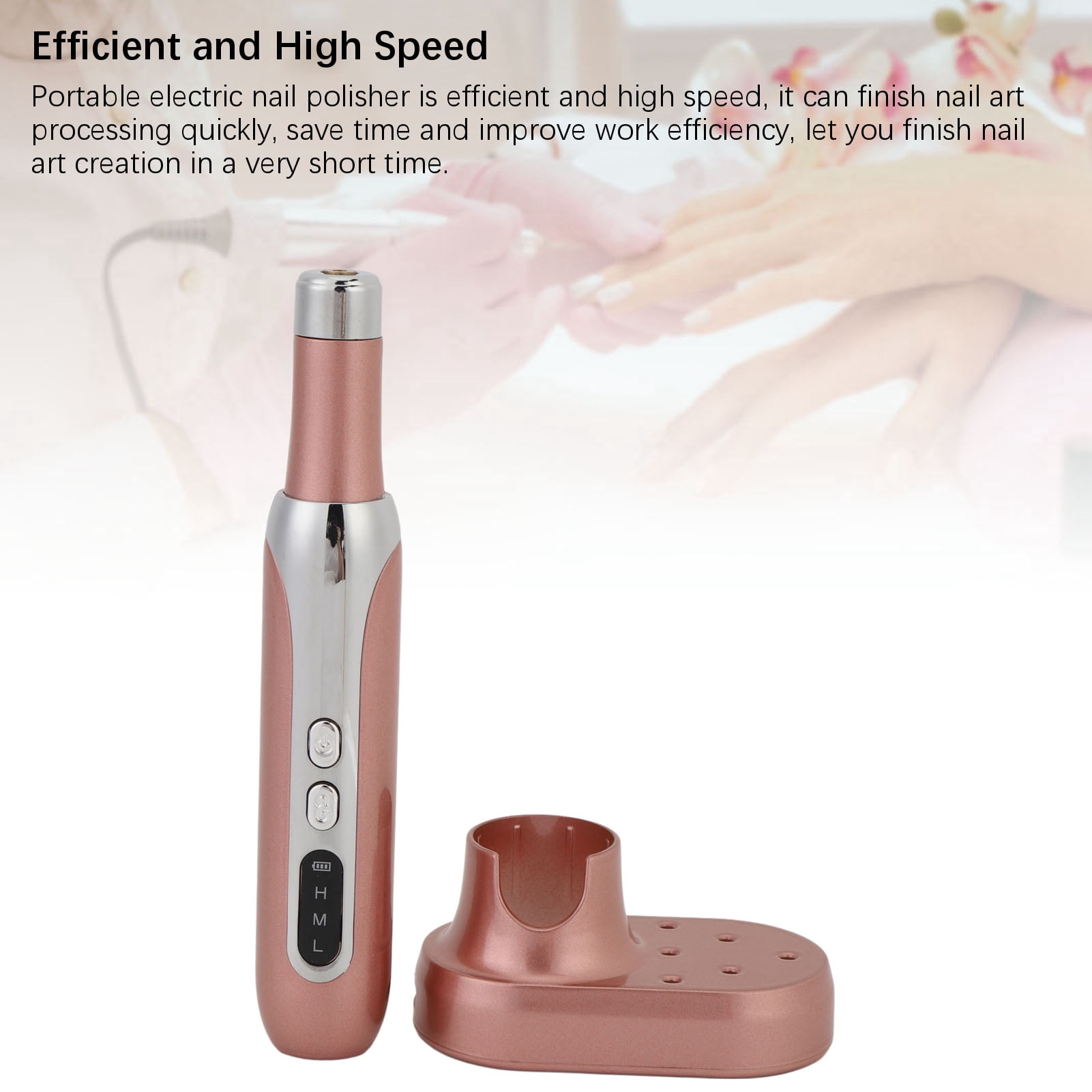 Xirurus Portable Electric Nail Drill Machine Kit 0-15000rpm Rechargeable Nail File Set Grinder for Home Salon Acrylic Gel Nails Manicure Pedicure Tools (6.7 inches / 17 cm), Gold