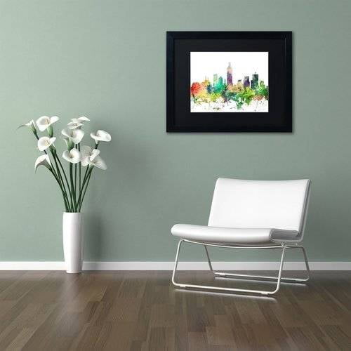 Trademark Fine Art "Indianapolis Indiana Skyline SP" Canvas Art by Marlene Watson, Black Matte, Black Frame