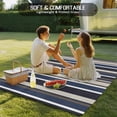 thumbnail image 4 of Colored Stripes Outdoor Rug for Patio/Deck/Porch, Non-Slip Large Area Rug 5 x 7 Ft, Blue Black White Brown Abstract Lines Indoor Outdoor Rugs Washable Area Rugs, Reversible Camping Rug Carpet Runner, 4 of 8