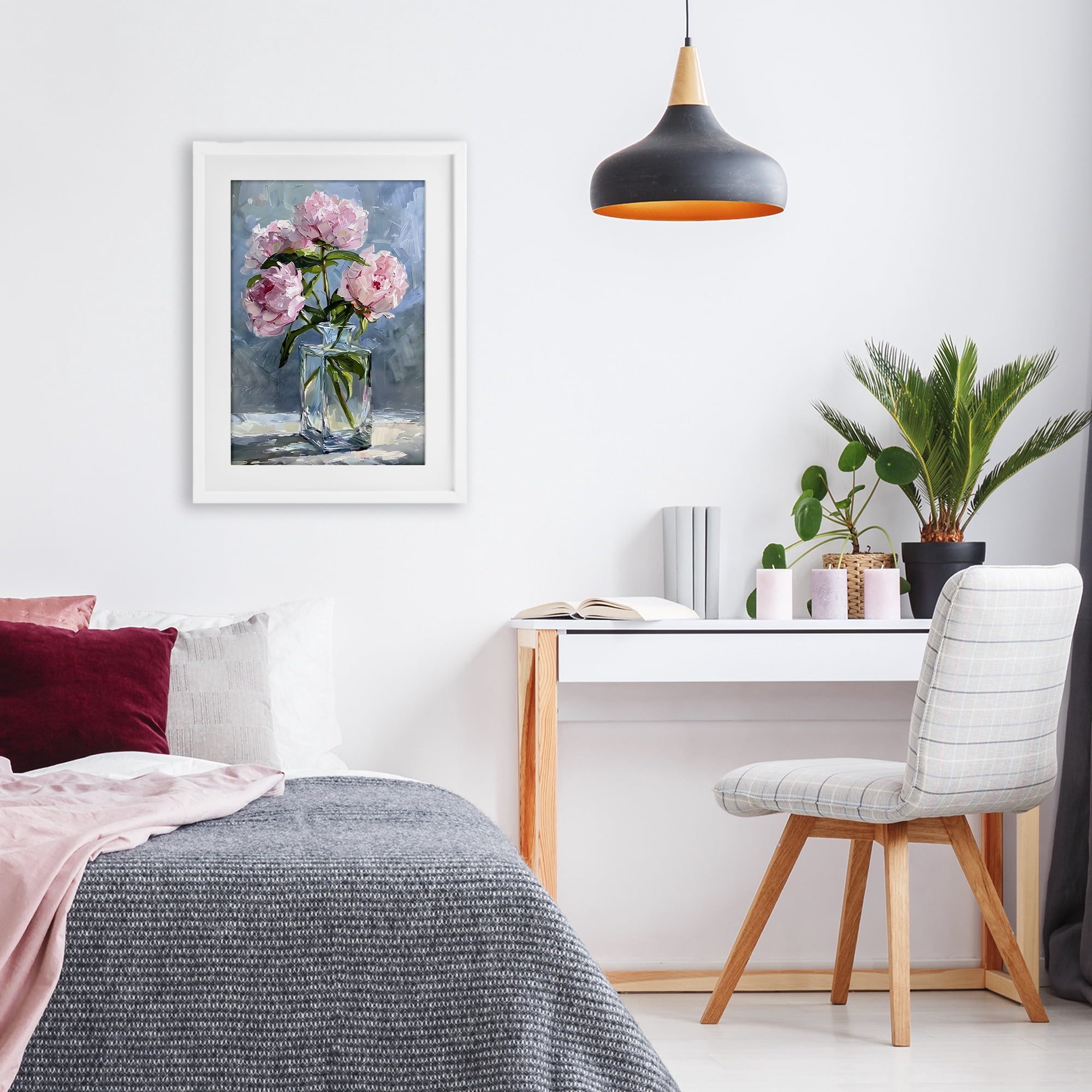 Stupell Industries Beautiful Pink Pastel Peonies White Framed Print Under Glass, design by Creative Studio