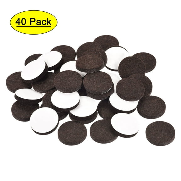 Unique Bargains 1 1/8' Self-stick Round Non-slip Felt Pads Floors Protect Brown 40 Pack