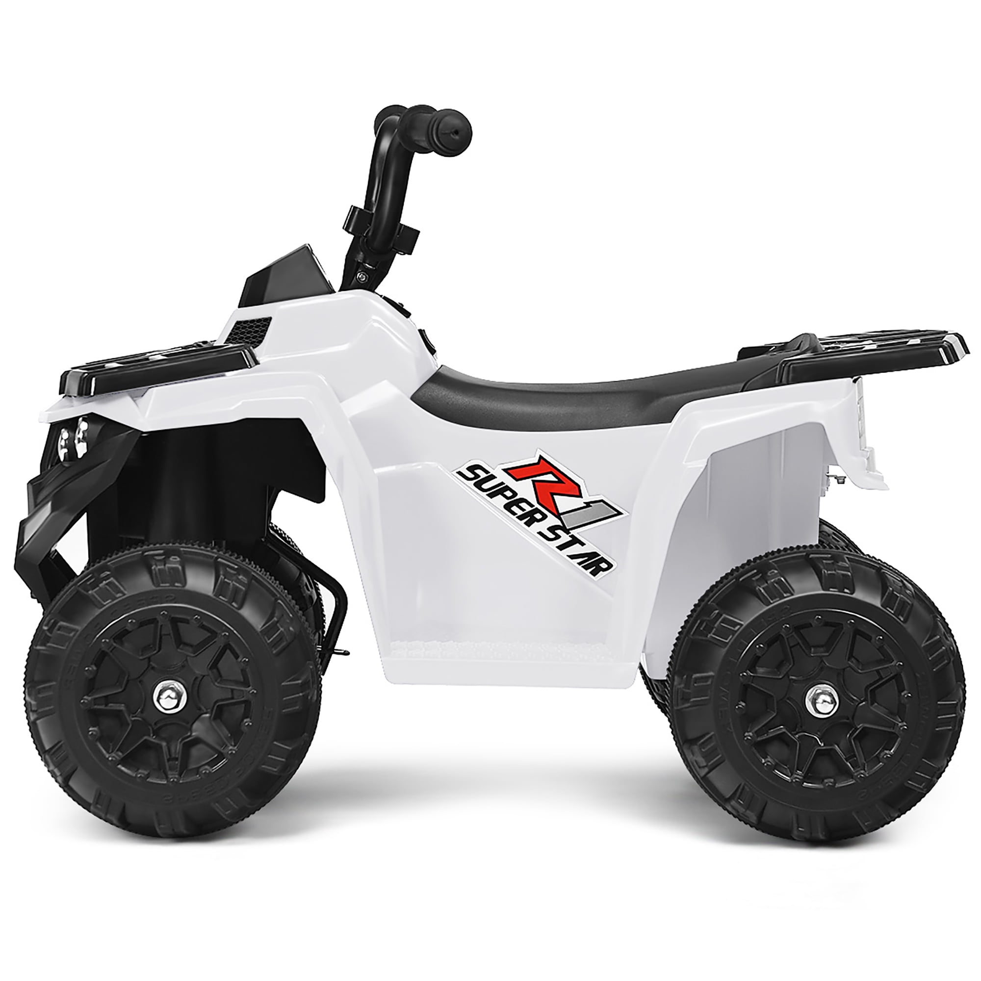 Gymax Kids Ride On Car 6V Battery Powered ATV w/4 Anti-skid Wheels Music Player White