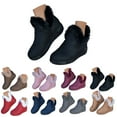 thumbnail image 2 of XIMIN Women Slip On Ankle Booties Fuzzy Boots Furry Faux Fur Lining Flat Short Snow Boots Fashion Winter Warm Comfy Suede Casual Shoes, 2 of 4