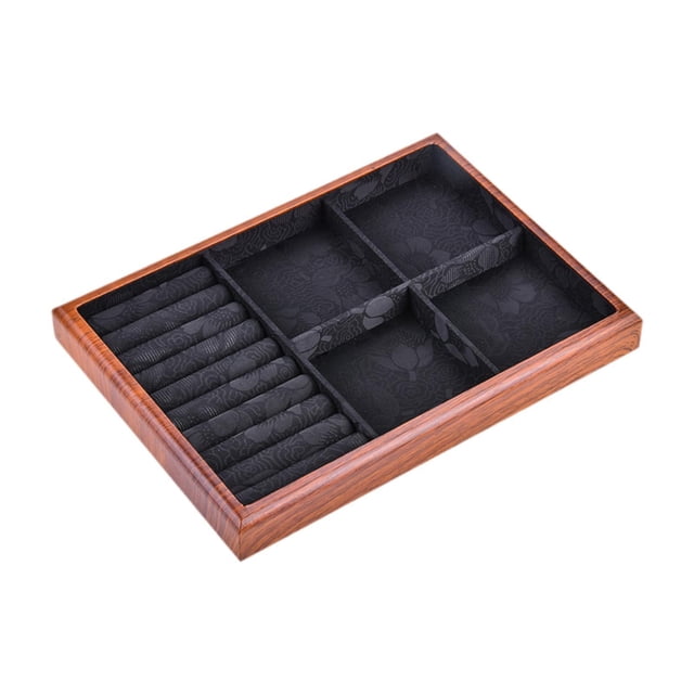 Organizador de bandeja de joyería de madera para femeninos con elegante exhibición de joyas de bandeja de almacenamiento para escaparate de la tienda Estilo C