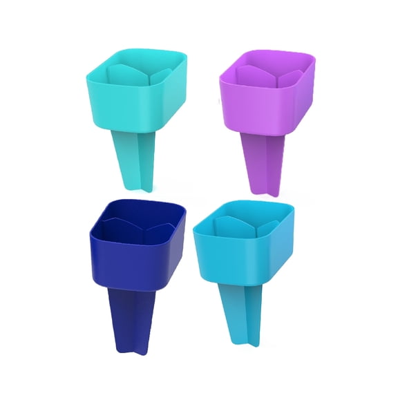 Luuzuu Beach Sand Cup Holder Beach Cup Holder with Pocket for Travel Multicolor 4 Pack Color Blue/Purple/Deep blue/Green