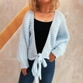 thumbnail image 3 of Uootdi Women's Tie Front Knit Cardigan Open Front Long Sleeve Crochet Sweater Casual Fall Outerwear Blue Women Top, 3 of 4