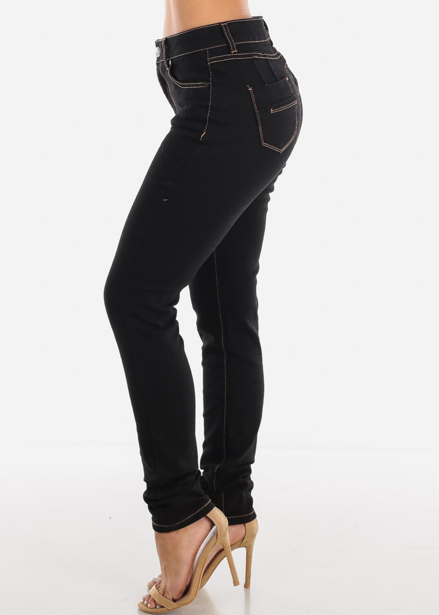 ModaXpressOnline - Womens Skinny Jeans High Rise Butt Lifting Black Denim 10477C - Walmart.com ...