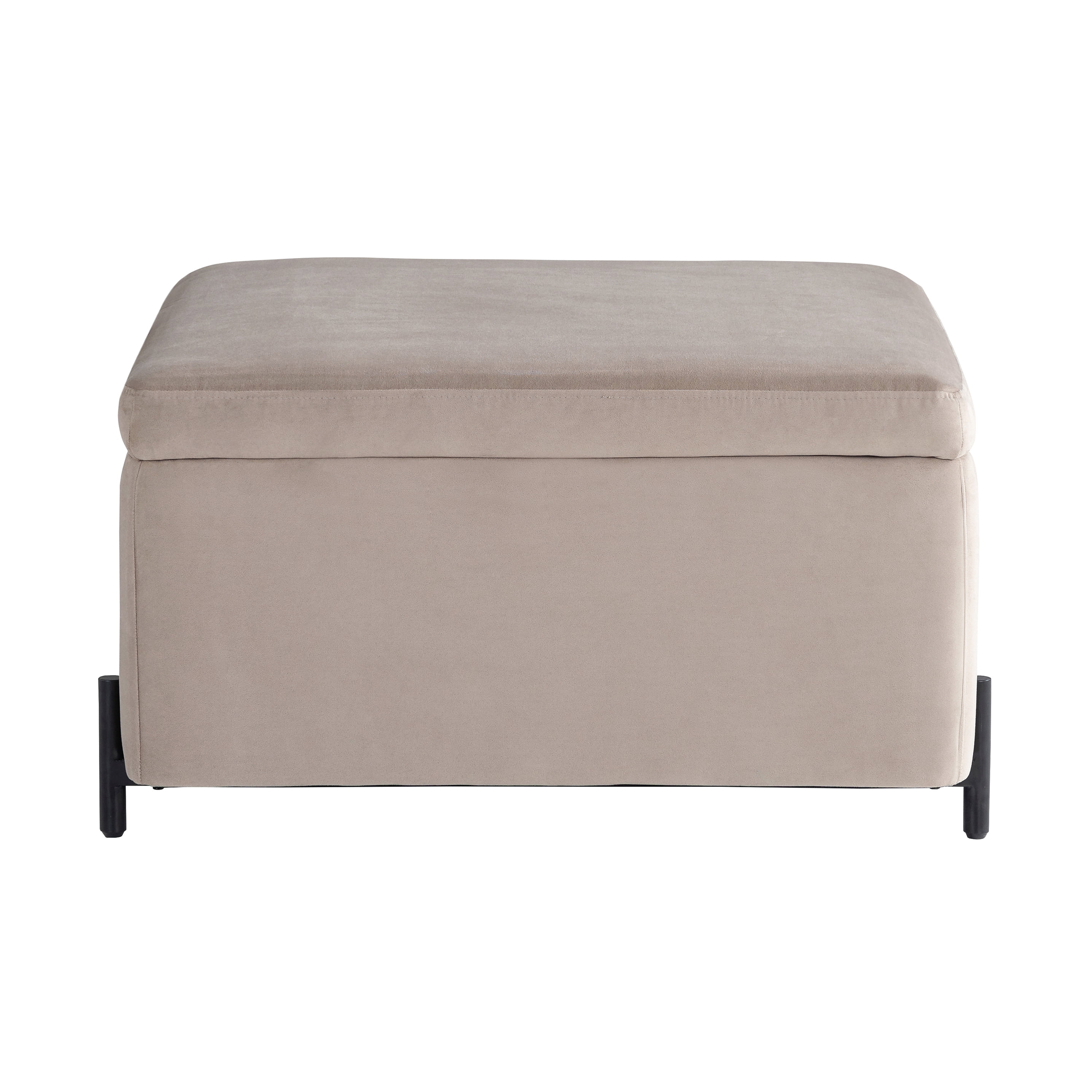 Studio Living Kingston Modern Large Storage Ottoman, Taupe Velvet Fabric