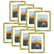 Golden State Art, 11x14 Gold Picture Frame with Ivory Mat To Display 8x10 Photos, Real Glass (8 Pack)