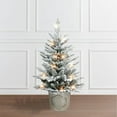 thumbnail image 3 of Puleo International 3 ft. Potted Flocked Pre-Lit Christmas Tree, 3 of 3
