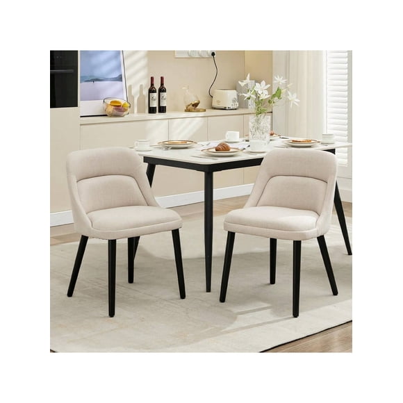 Ourlova Dining Room Chairs Set Of 2 Upholstered Linen Fabric Dining Chairs With Wood Legs Modern Dining Chairs For Kitchen Dining Room Cafe Living Room Comfortable Sillas Para Comedor