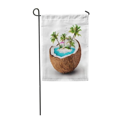 SIDONKU Green Travel Tropical Island in Coconut Travelling Vacation Tourism Summer Garden Flag Decorative Flag House Banner 12x18 inch