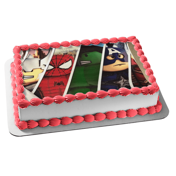 Avengers Cartoon Thor Spider-Man the Hulk Captain America Edible Cake Topper Image