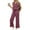 Vermilion, variant on 2 Piece Sets for Women Summer Lounge Sets Travel Vacation Outfits V-Neck Side Slit Cap Sleeve Sweatsuit Wide Leg Pants