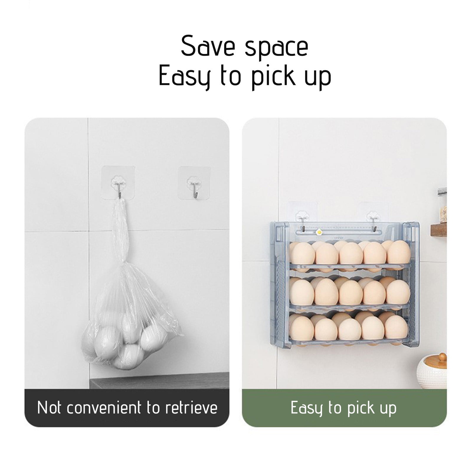 Yyuenw Egg Storage Container, Foldable Plastic Egg Storage Container, Ideal for Storing Eggs