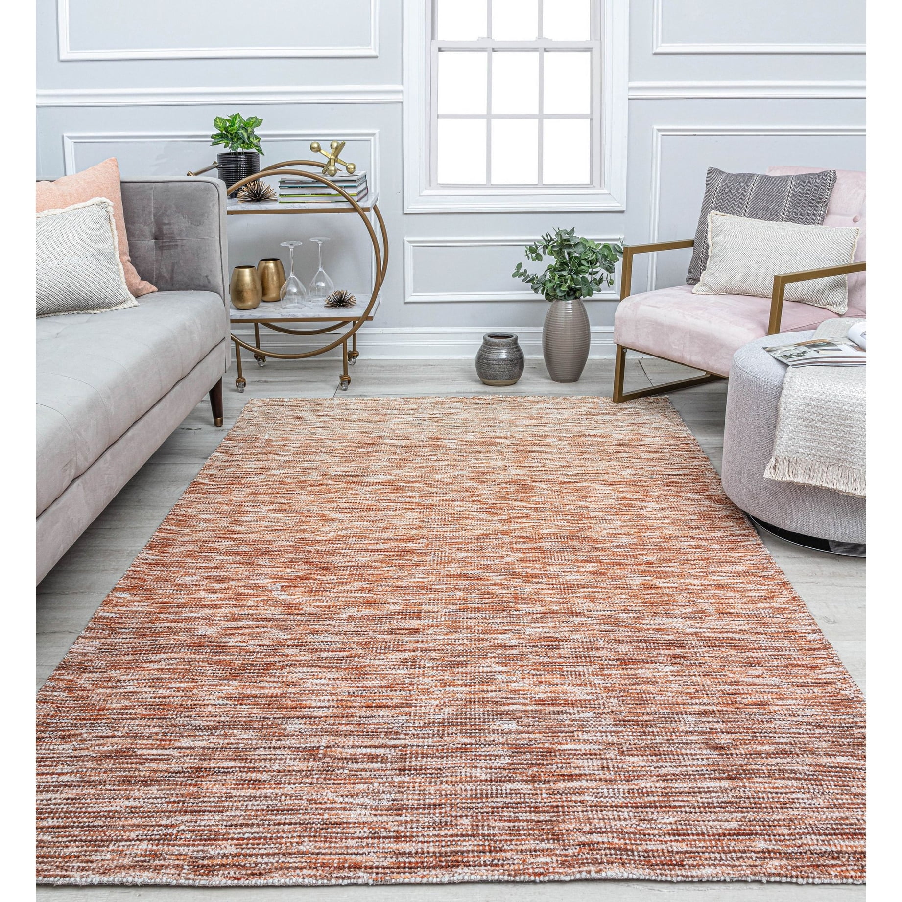 Rugs America RW10A Copper Solid Bohemian Orange Area Rug, 8'0"x10'0" Ideal for Living Room, Bedroom, Dining Room and More