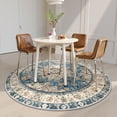 thumbnail image 6 of Wonnitar Boho Tribal Round Rug 3' Washable Area Rug, Non Slip Ultra Soft Vintage Circle Carpet for Living Room Bedroom Kitchen Office Laundry Room, Light Blue, 6 of 8