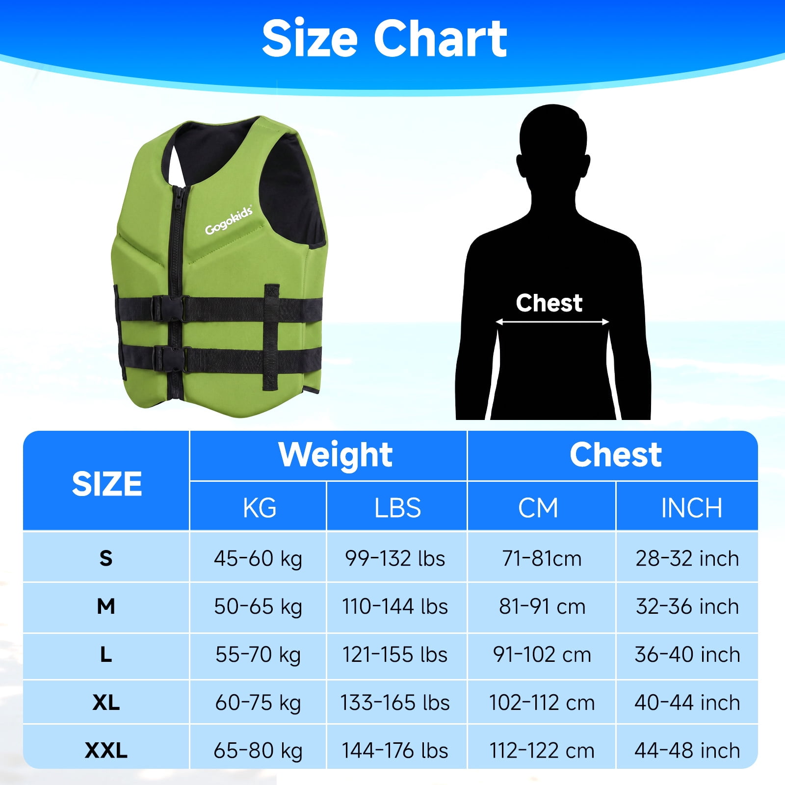 Gogokids Life Jacket Swim Vest for Adult Women men,Foldable Buoyancy Vest with Dual Buckle,Float Jacket for Boating,Kayaking,Swimming,Paddle and Fishing