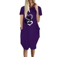 thumbnail image 2 of Women'S Summer Fashion Cute Print Casual Short Sleeve Round Neck Dress Spring Summer Dresses For Women Purple XXXL, 2 of 7