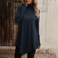 thumbnail image 4 of Fall Shirts for Women 2025 Solid Color Flowy Turtleneck Ruffle Hem Loose Going Out Tops Long Sleeve Shirts for Women, 4 of 5