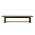 thumbnail image 2 of Kai 71 Inch Upholstered Dining Bench, Solid Wood, Turned Pedestals, Brown, 2 of 5