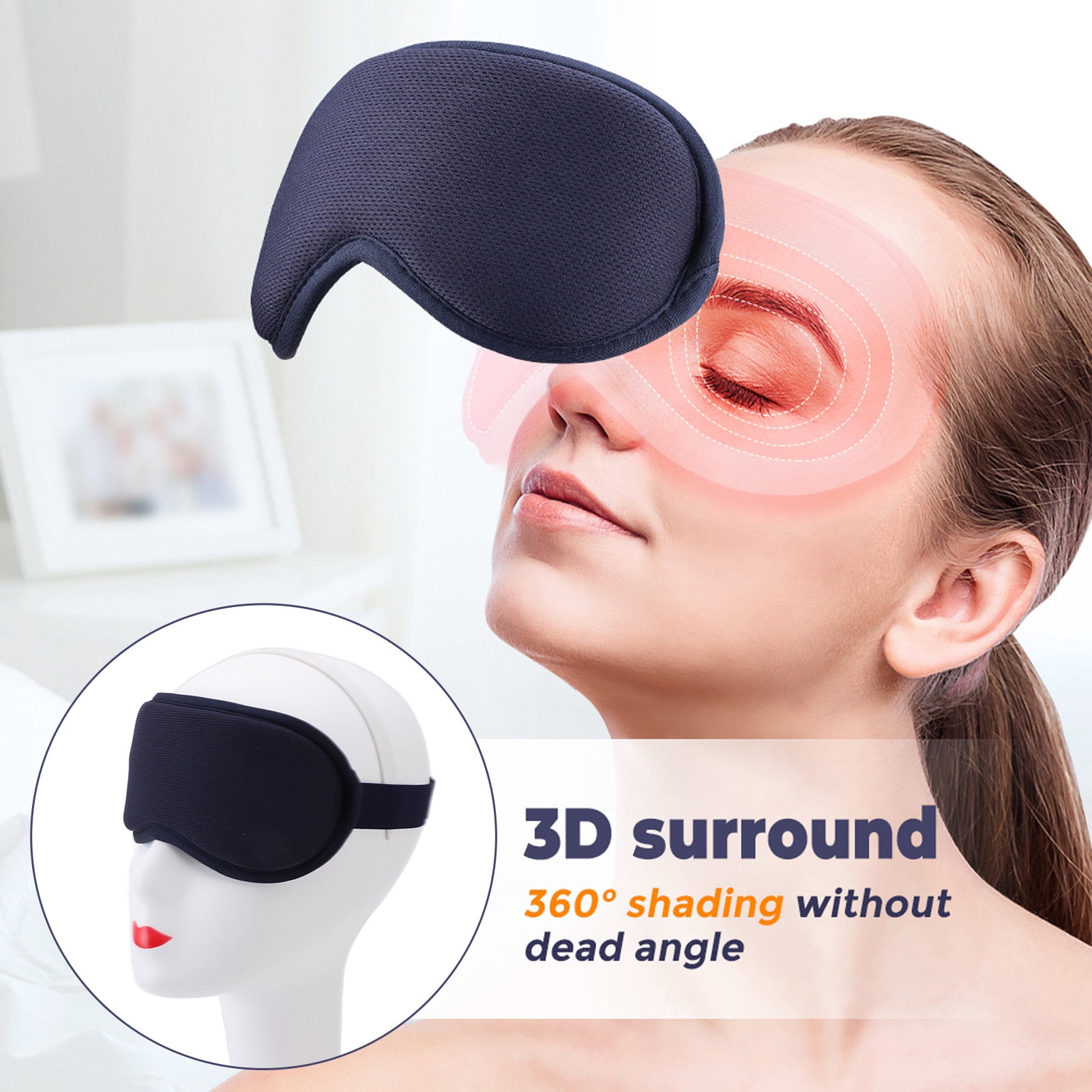 Rupoun Electric Eye Heating Pad Warm Compress Sleep Mask with 3 Temperature Levels and 6 Massage Modes, Black (7.87 inches / 20 cm)