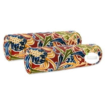 FBTS Prime 2 Pcs 20x6 inch Round Red Paisley Indoor Outdoor Bolster Pillows with Inserts