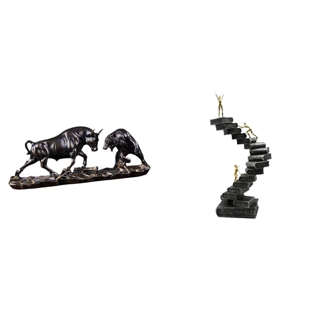 Estatua de escritorio,Figura decorativa de pelea de toros y osos,Colecciones de esculturas de toros,artesanía de resina,decoración,Estatua de escalera,Estatua de escalera con libros de