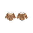 thumbnail image 2 of Cjfdfy Newborn Baby Girl Thanksgiving Romper Turkey Dot Long Sleeve Smocked Bubble Collar Jumpsuit Infant Cute My First Thanksgiving Fall Winter Clothes 0-18M, 2 of 9