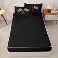 thumbnail image 4 of Manfei Checkered Racing Flags Zipper Full Size Comforter Sets with Fitted Sheet and 2 Pillowcases,Classic Geometric Print Zipper Bedding Set,Black Red,Black Reversible,4pcs, 4 of 8