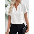 thumbnail image 6 of SHEWIN Blouses for Women Dressy Casual Summer Flowy Short Sleeve Shirts Pleated V Neck Work Business Tops, 6 of 10