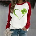 thumbnail image 2 of St. Patrick's Day Shirts for Women Crew Neck Casual Long Sleeve Patchwork Funny Printed Pullover Tops Sweatshirts(Red,L), 2 of 5