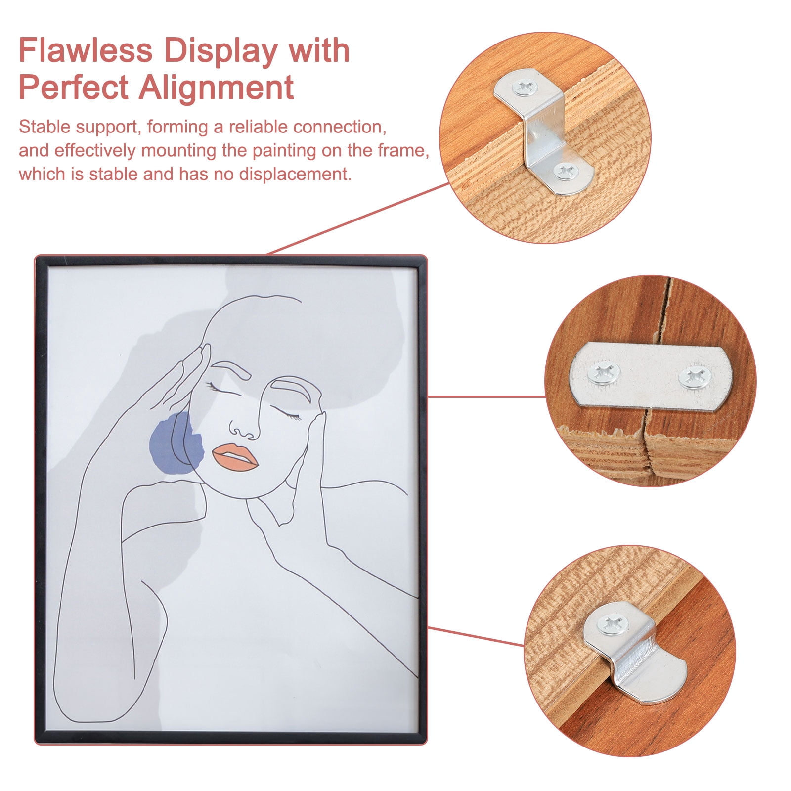 Uxcell 100 Pack 0/0 Flush Canvas Clips, Picture Framing Mirror Clip with 2 Hole, Silver