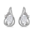 thumbnail image 1 of 14k White Gold Oval White Topaz And Diamond Teardrop Earrings, 1 of 1