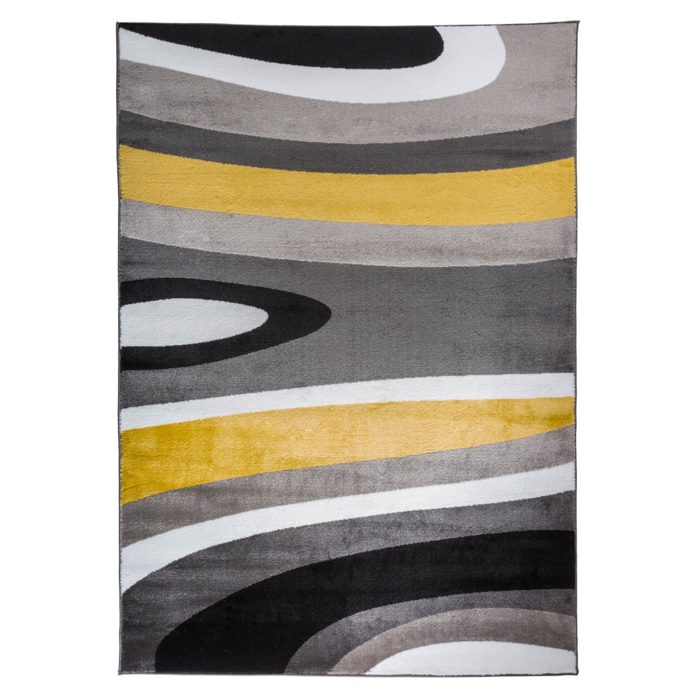 World Rug Gallery Abstract Contemporary Modern Yellow Area Rug or