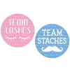 Lashes or Staches Gender Reveal Team Stickers, Pink and Blue - 40 Labels - Distinctivs