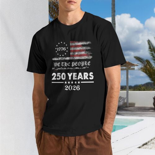 Men's 250 Anniversary USA Shirt 250th Independence Day Freedom T-Shirt Crewneck Pullover Tops Short Sleeve Shirts America Patriotic Falg Tee