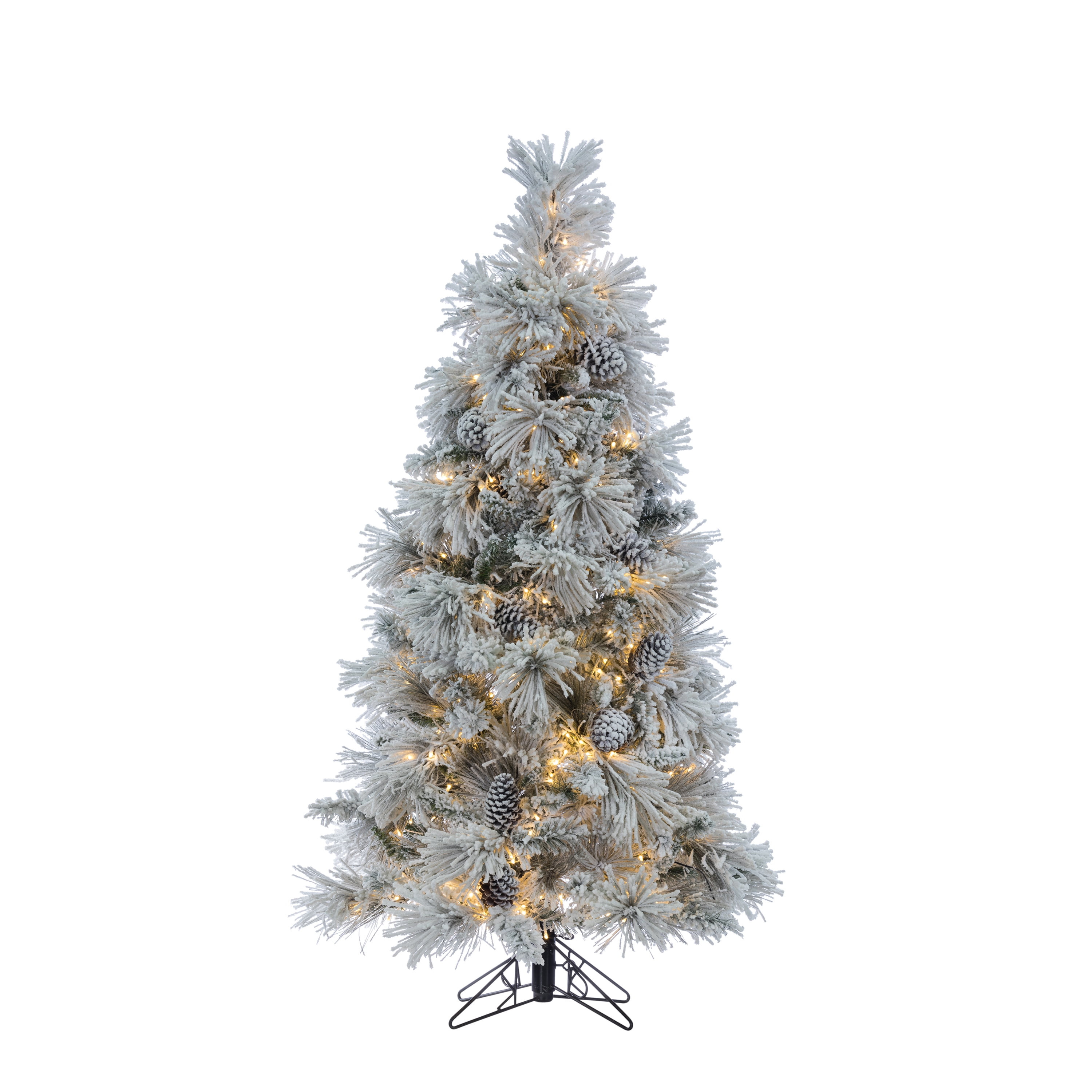 Gerson 5Ft. Flocked Crystal White Pine Tree with Pine cones and 500 ...