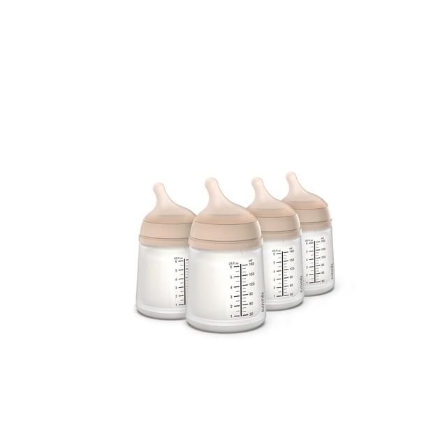 Biberón Anticólico Suavinex Zero Zero Light Ivory con Flujo Adaptable para Lactancia, Paquete de 4