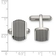 thumbnail image 2 of Chisel  Stainless Steel Polished Black IP-plated Striped Cuff Links, 2 of 2