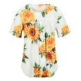 thumbnail image 5 of UMfun Women's Crew-Neck Short Sleeve Print Tops Hide Belly Tunic Shirts Dressy Casual Flowy Blouse Yellow 2XL, 5 of 6