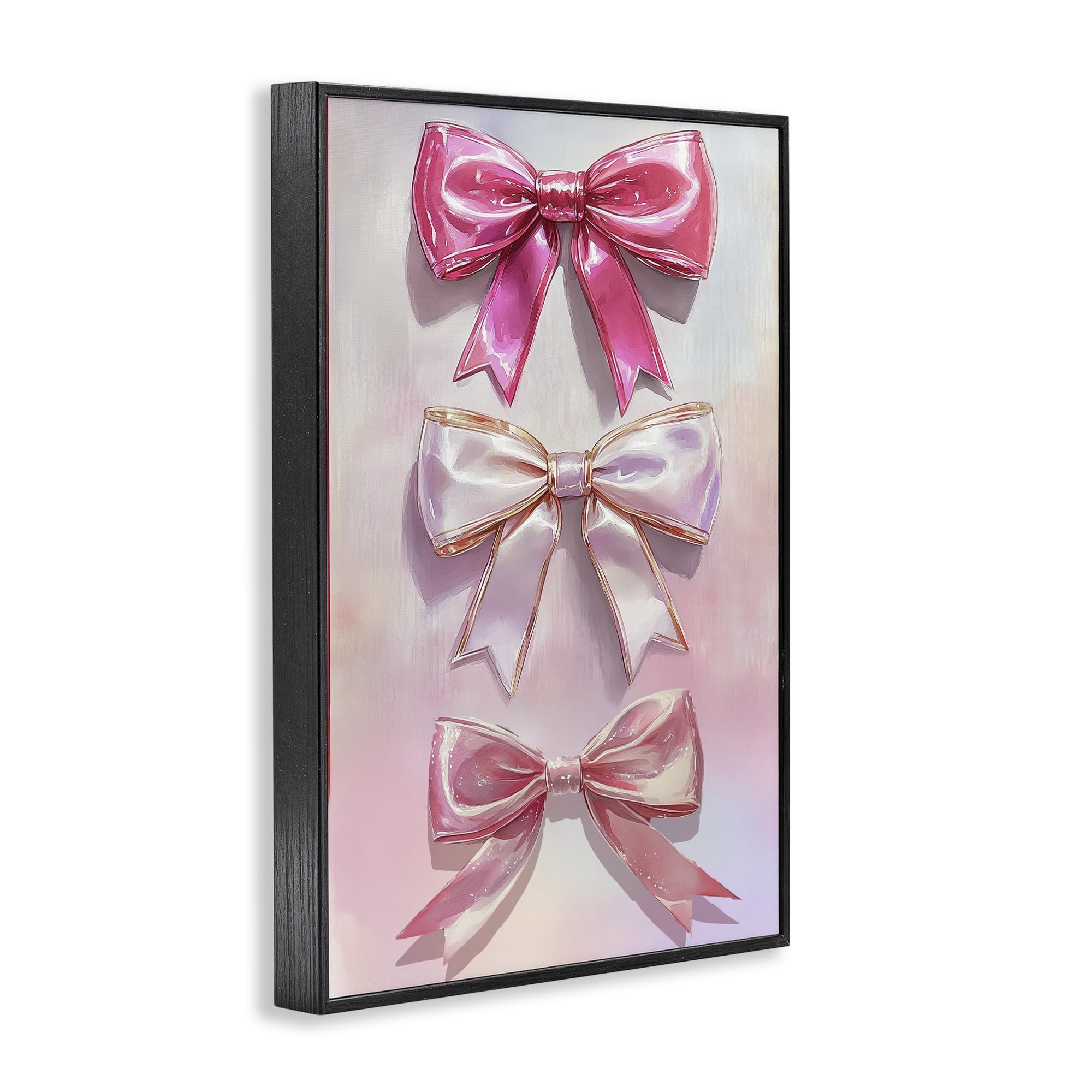 Stupell Industries Blush And Satin Bows Black Framed Giclee Art, design by Annabelle Hall