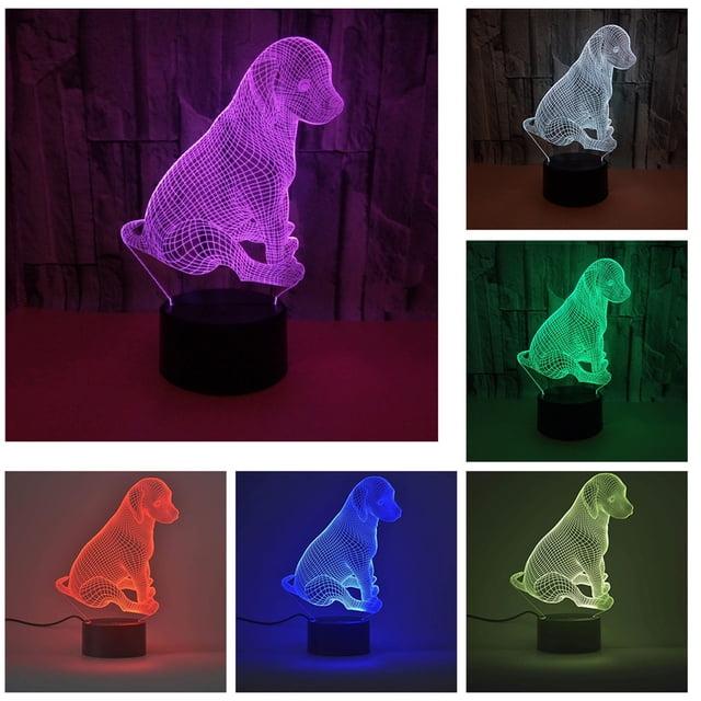 Luz De Noche Led 3D Táctil Colorida En Forma De Perro Para Dormitorio, Sala De Estar Al Aire Libre Moyic HA016664-00
