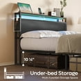 thumbnail image 3 of Bestier Full Size Bed Frame with Charging Station and 2 USB Ports and Outlets,LED Light Storage Headboard,Noise Free Design, Black, 3 of 12